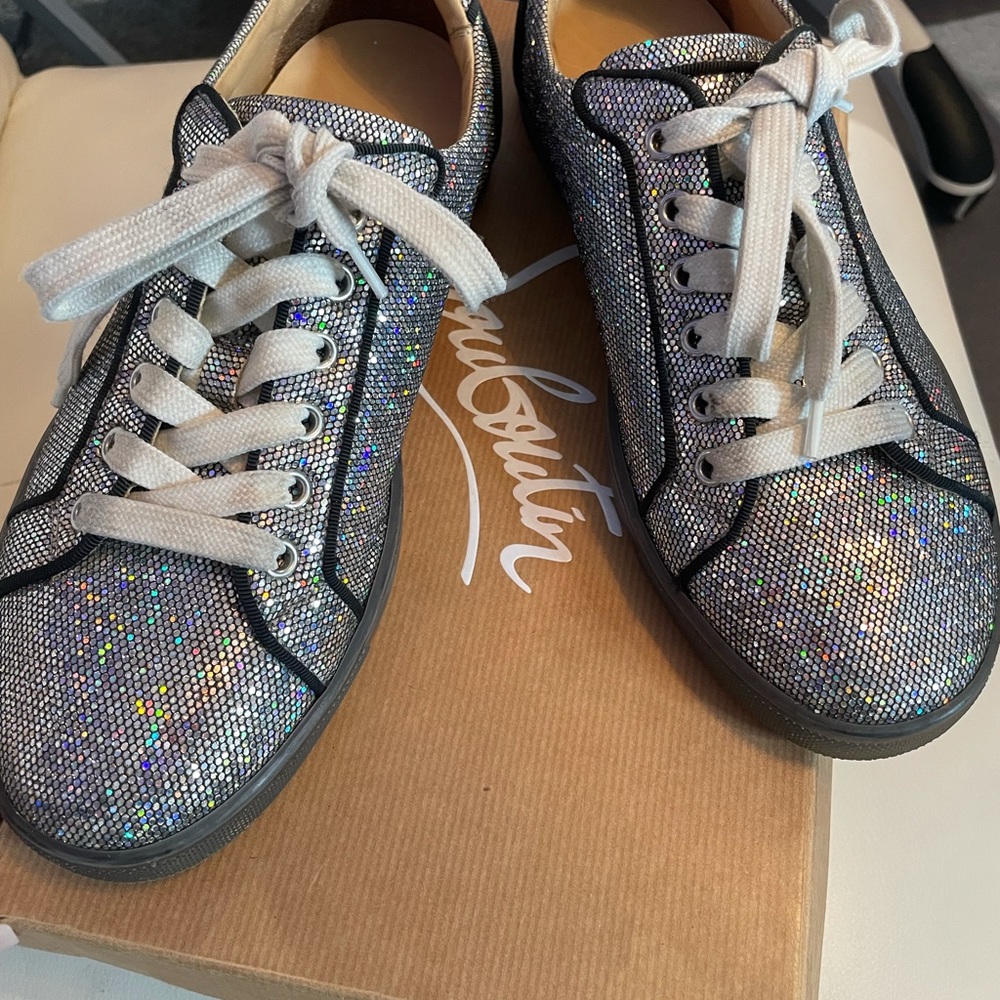 Christian Louboutin Flat Glitter Sneaker. Size 38.